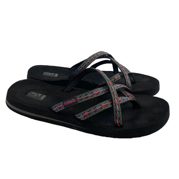 Teva Olowahu Mush Sandal 6840 Slip On Slide Strappy Felicitas Black Womens 9 - Picture 1 of 12